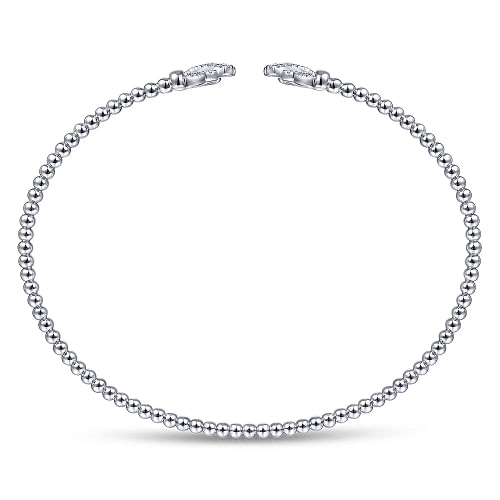 Gabriel & Co | 14K White Gold Bujukan Split Cuff Bracelet with Diamond Pave Fan Caps