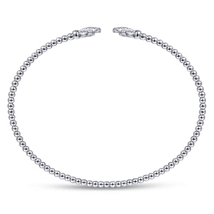 Gabriel & Co | 14K White Gold Bujukan Split Cuff Bracelet with Diamond Pave Fan Caps