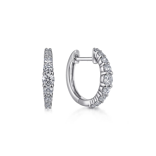 Gabriel & Co | 14K White Gold 13mm Classic Diamond Huggie Earrings