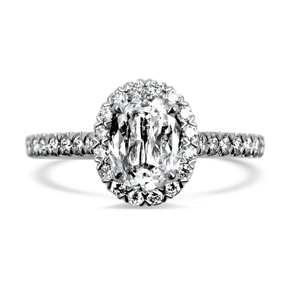 Christopher Designs 14k White Gold L'Amour Crisscut Oval 0.81ct Diamond Engagement Ring With Halo