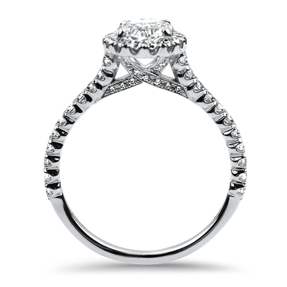 Christopher Designs 14k White Gold L'Amour Crisscut Oval 0.81ct Diamond Engagement Ring With Halo