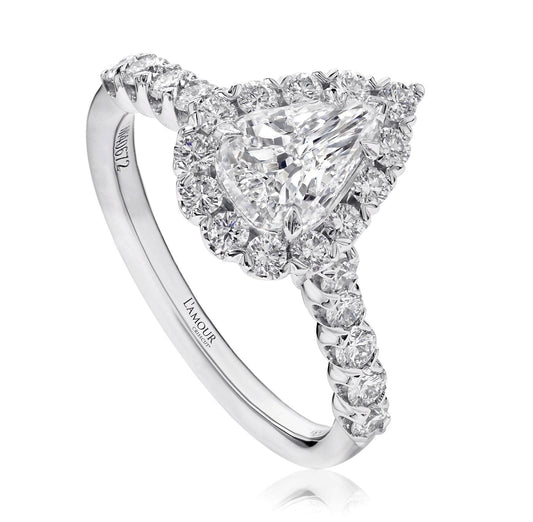 Christopher Designs 14k White Gold L'Amour Crisscut Pear .50ct Engagement Ring