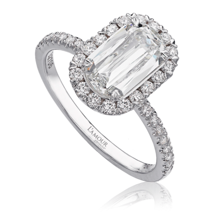 Christopher Designs 18K White Gold L'Amour Crisscut .93ct Diamond Halo Engagement Ring