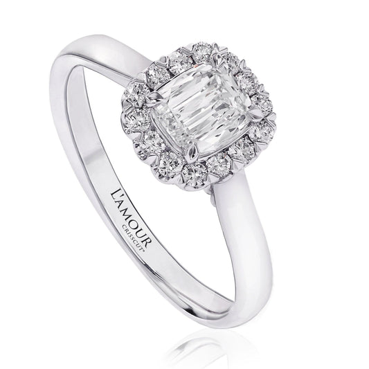 Christopher Designs L'Amour Crisscut Cushion .50ct Engagement Ring