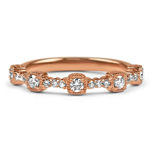 Christopher Designs Rose Gold Diamond Station Stacking Wedding Band