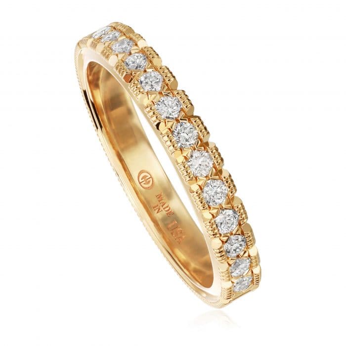 Christopher Designs Yellow Gold Modern Milgrain Diamond Band