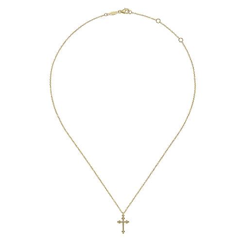 Gabriel & Co | 14K Yellow Gold Bujukan Twisted Rope Cross Pendant Necklace