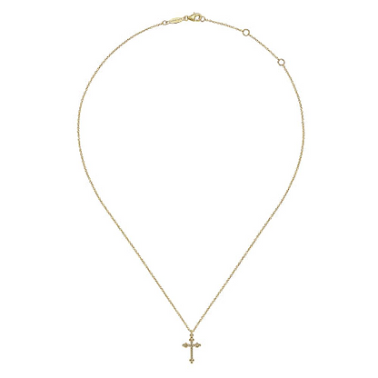 Gabriel & Co | 14K Yellow Gold Bujukan Twisted Rope Cross Pendant Necklace