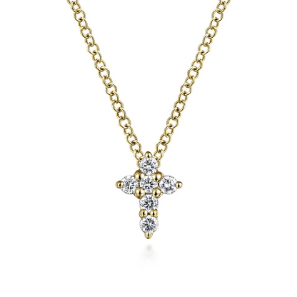 Gabriel & Co | 14K Yellow Gold Diamond Cross Pendant Necklace