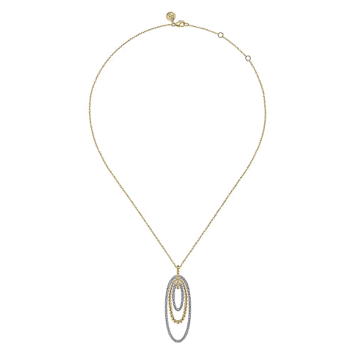 Gabriel & Co | 14K White-Yellow Gold Multi Oval Bujukan Diamond Pendant Necklace