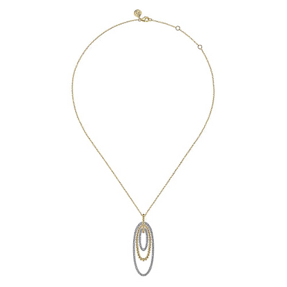 Gabriel & Co | 14K White-Yellow Gold Multi Oval Bujukan Diamond Pendant Necklace