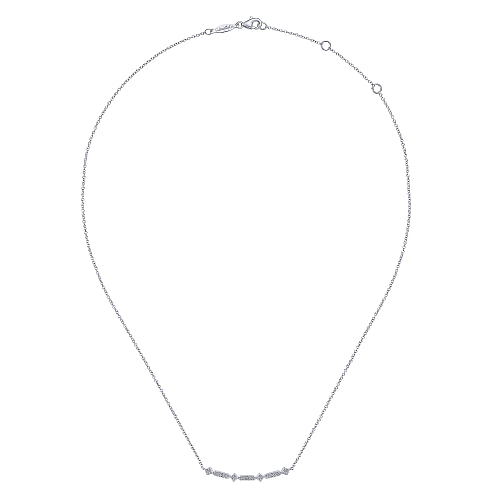 Gabriel & Co | 14K White Gold Curved Geometric Diamond Bar Necklace