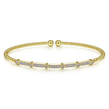 Gabriel & Co | 14K Yellow Gold Bujukan Cuff Bracelet with Diamonds