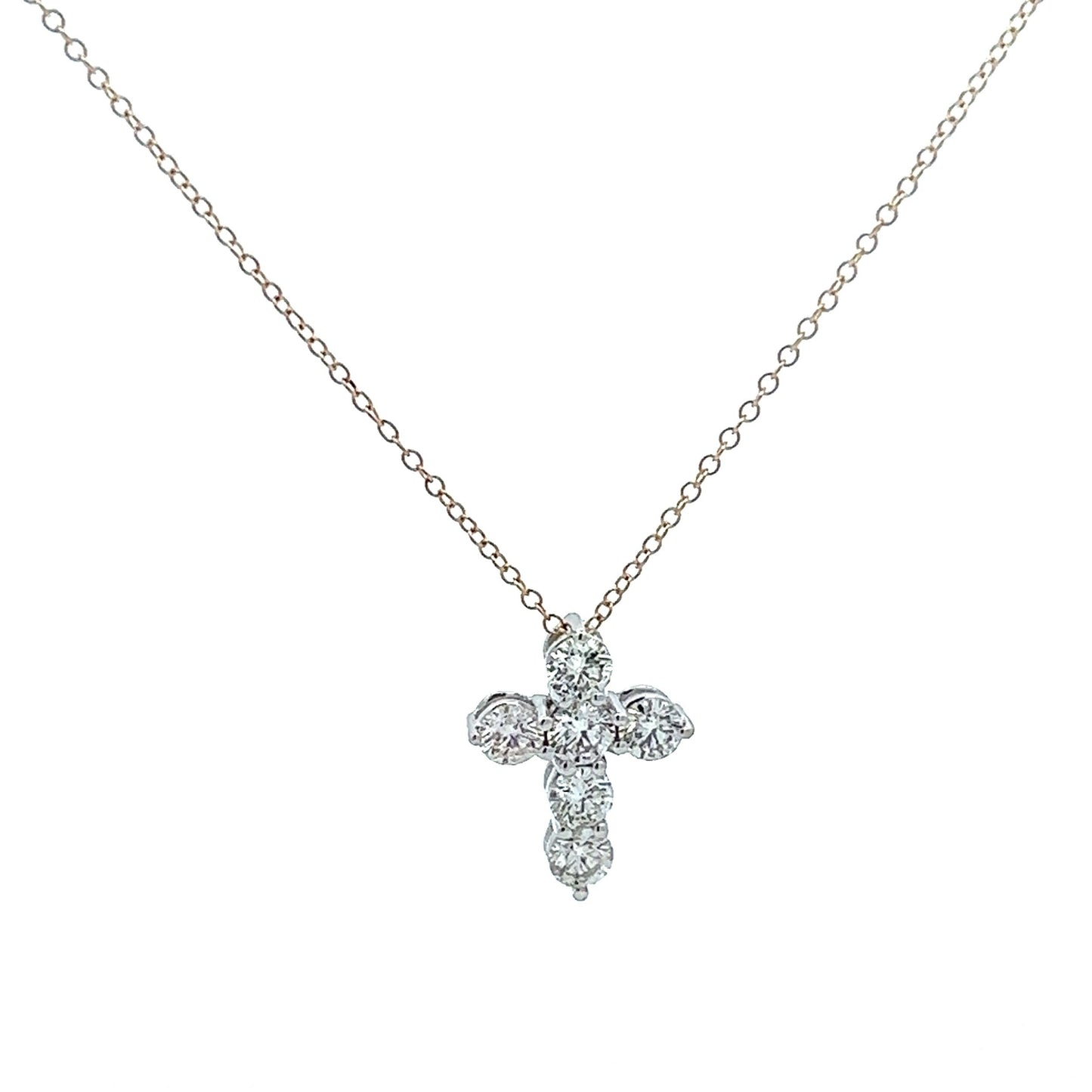 Gabriel & Co | 14K Two-Tone Diamond Cross Necklace - 1.04ct