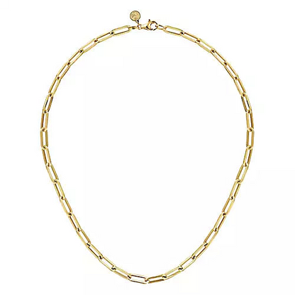 Gabriel & Co | 14K Yellow Gold Hollow Paper Clip Chain Necklace