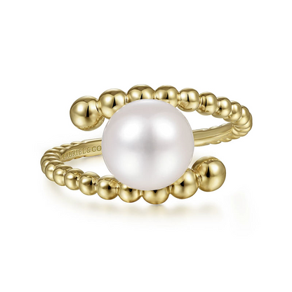 Gabriel & Co | 14K Yellow Gold Bypass Bujukan Pearl Ring