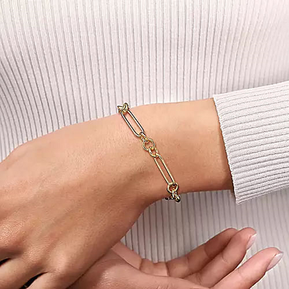 Gabriel & Co | 14K Yellow Gold Hollow Tube Link Chain Bracelet