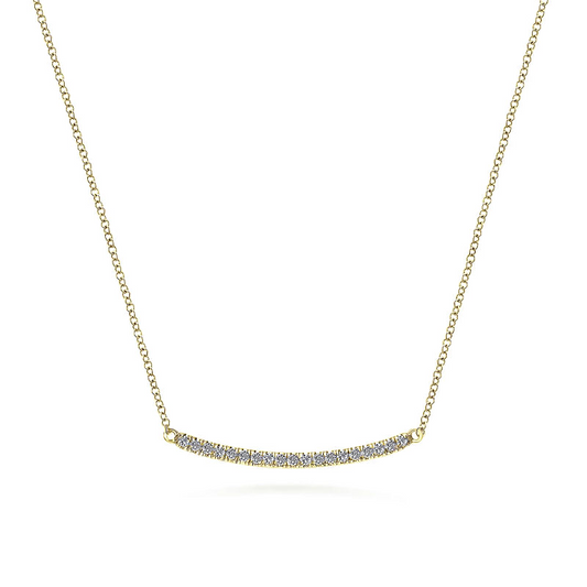 Gabriel & Co | 14K Yellow Gold Diamond Pave Curved Bar Necklace