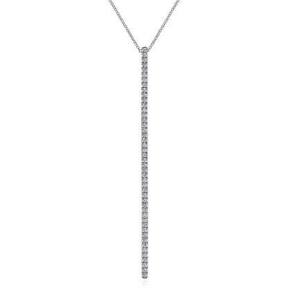 Gabriel & Co | 14K White Gold Long Diamond Bar Pendant Necklace