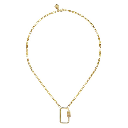 Gabriel & Co | 14K Yellow Gold Chain Necklace with Rectangle Drop