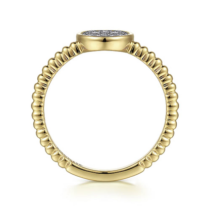 Gabriel & Co | 14K Yellow Gold Diamond Pave Oval Signet Ring