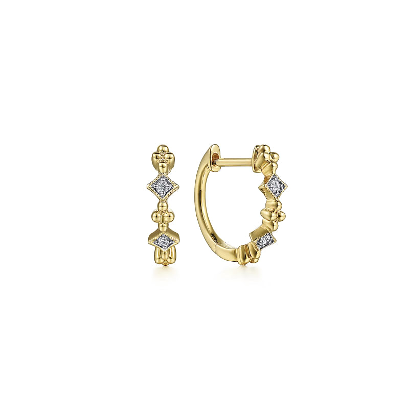 Gabriel & Co | 14K Yellow Gold Diamond Huggie Earrings