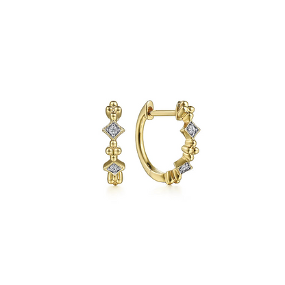 Gabriel & Co | 14K Yellow Gold Diamond Huggie Earrings