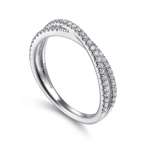 Gabriel & Co | 14K White Gold Criss Cross Diamond Stackable Ring