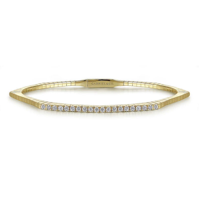 Gabriel & Co | 14K Yellow Gold Diamond Hexagon Shape Bangle