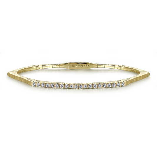 Gabriel & Co | 14K Yellow Gold Diamond Hexagon Shape Bangle