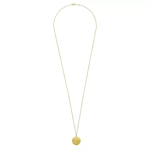 Gabriel & Co | 32 inch 14K Yellow Gold Round Pendant Necklace with Diamond Bale