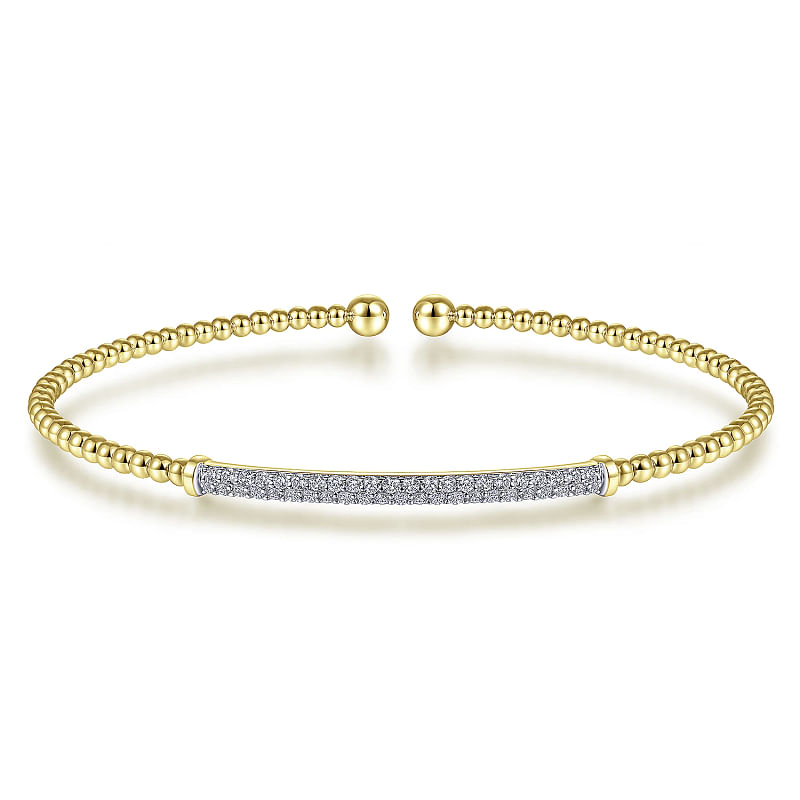 Gabriel & Co | 14K Yellow Gold Bujukan Diamond Bar Split Bangle