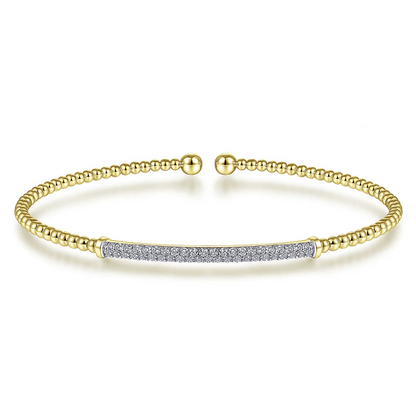 Gabriel & Co | 14K Yellow Gold Bujukan Diamond Bar Split Bangle