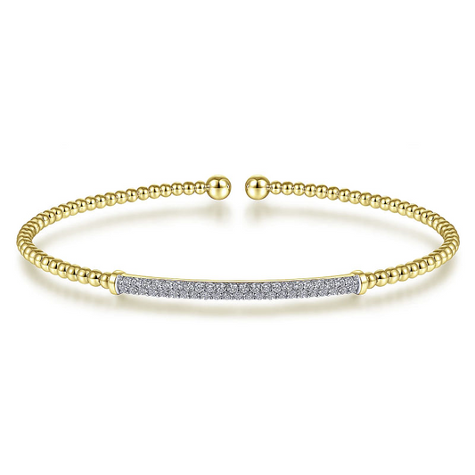 Gabriel & Co | 14K Yellow Gold Bujukan Diamond Bar Split Bangle