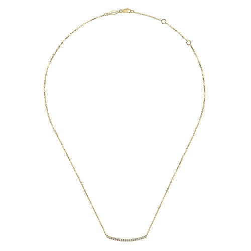 Gabriel & Co | 14K Yellow Gold Diamond Pave Curved Bar Necklace