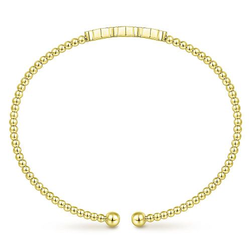 Gabriel & Co | 14K Yellow Gold Bujukan Bead and Hexagon Cluster Diamond Bangle