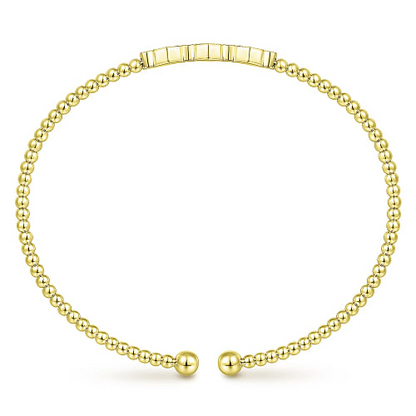 Gabriel & Co | 14K Yellow Gold Bujukan Bead and Hexagon Cluster Diamond Bangle