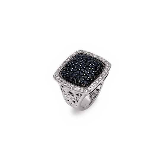 Silver Ivy Pave Large Cushion Ring