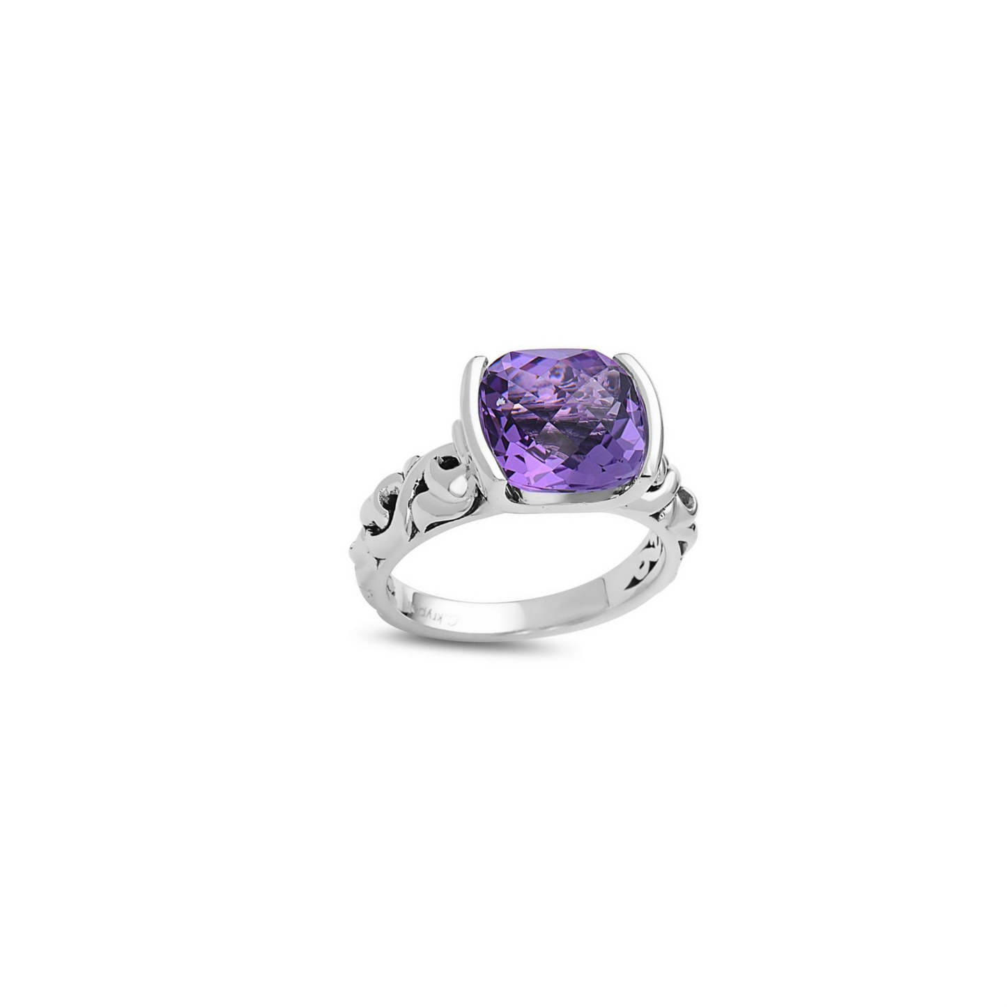 SILVER IVY TENSION SET GEMSTONE RING