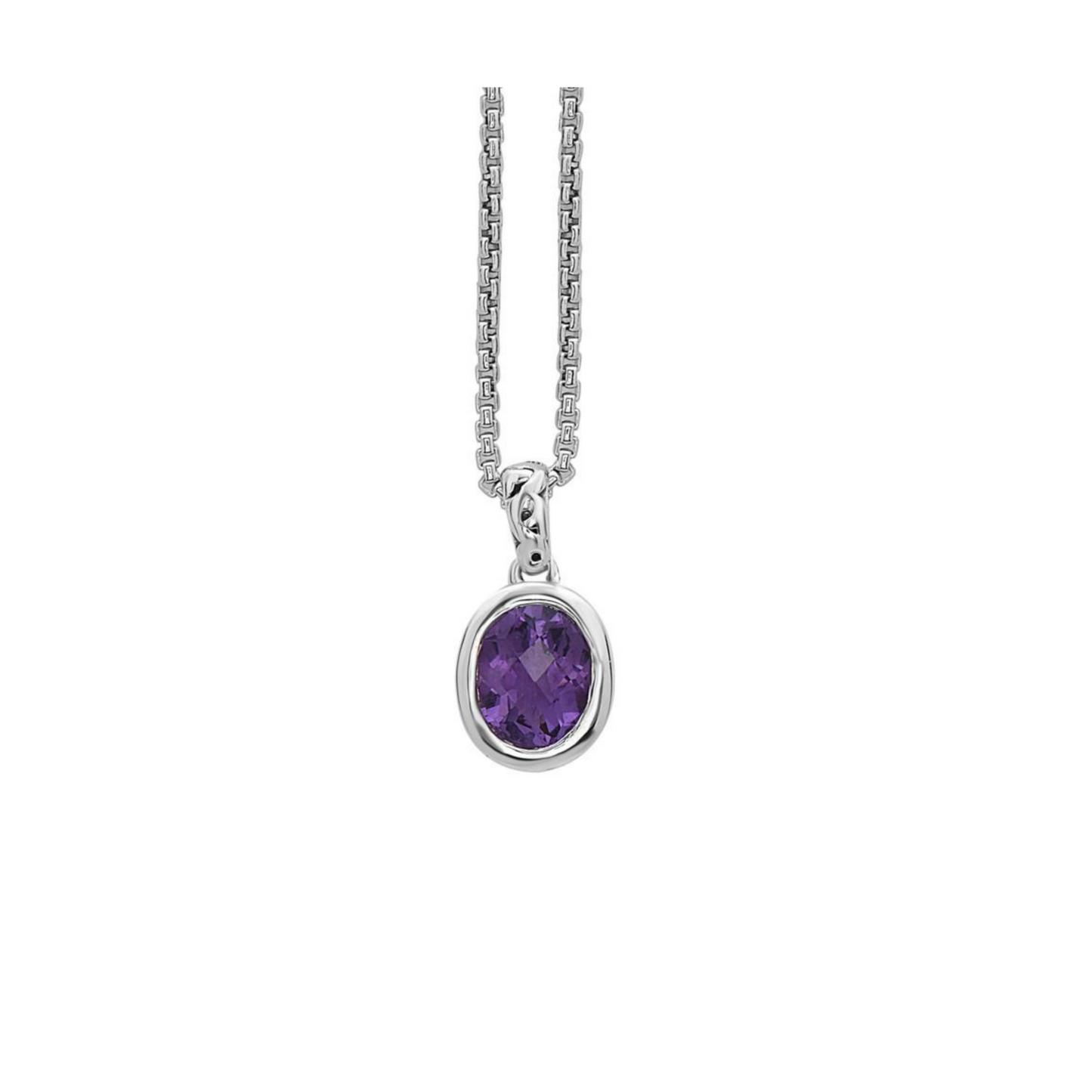 SILVER IVY OVAL GEMSTONE NECKLACE