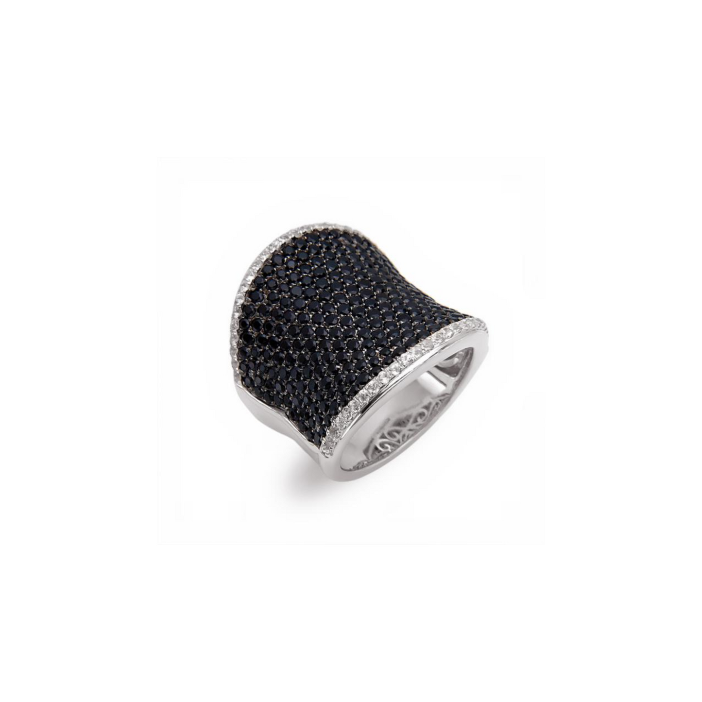 SILVER PAVE LARGE SADDLE RING