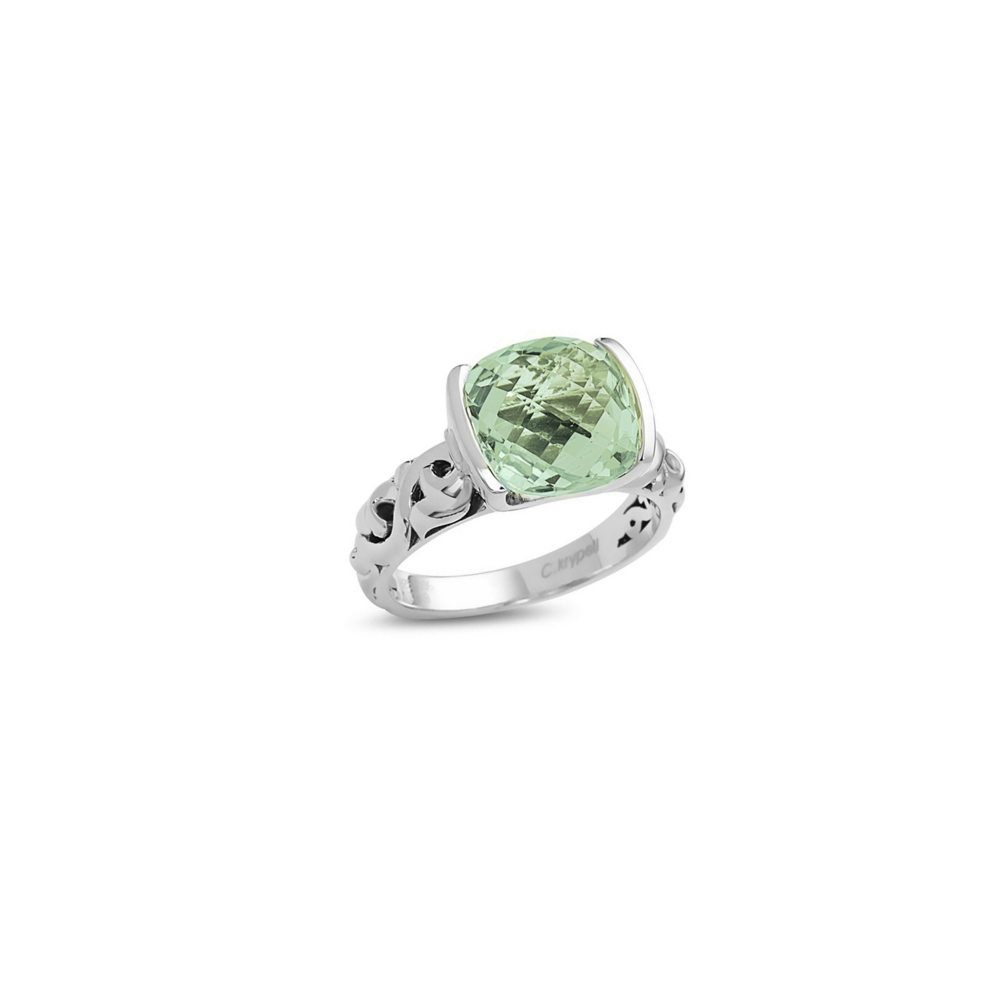 SILVER IVY TENSION SET GEMSTONE RING