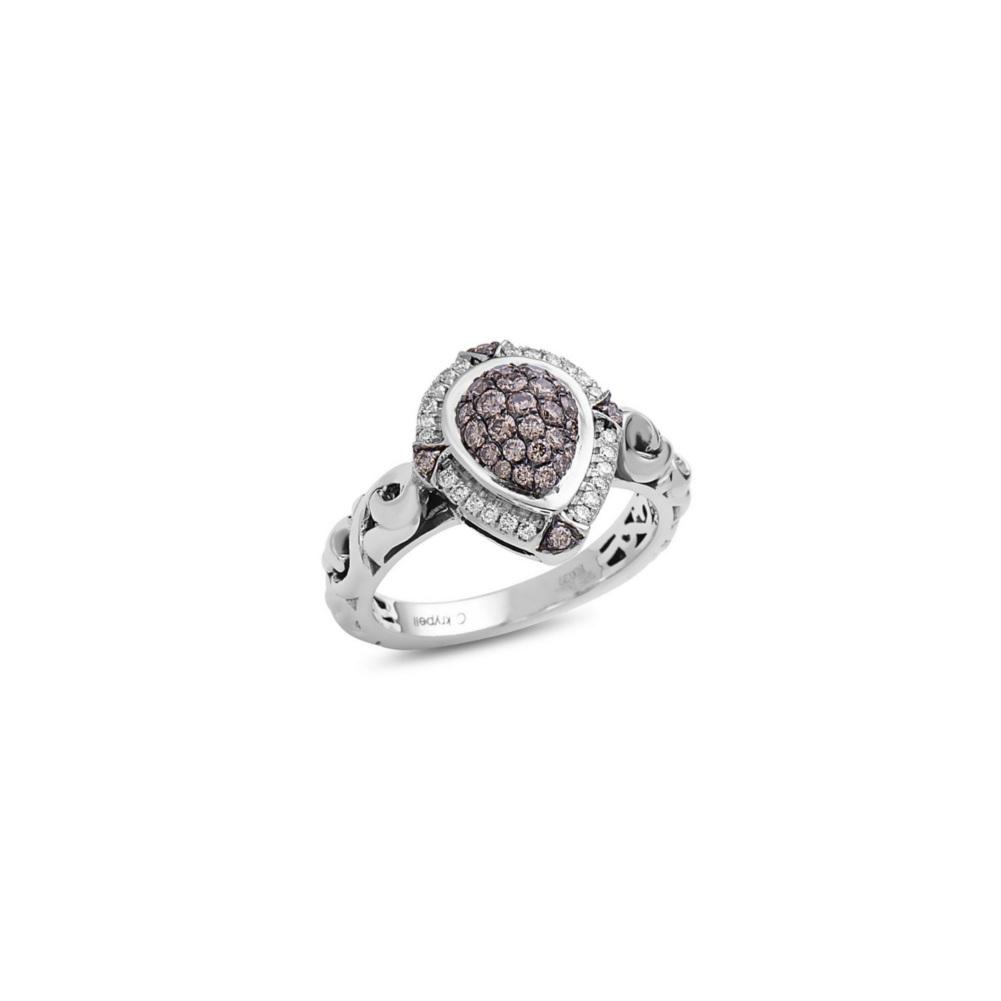 Silver Ivy Gemstone and Diamond Pear Ring