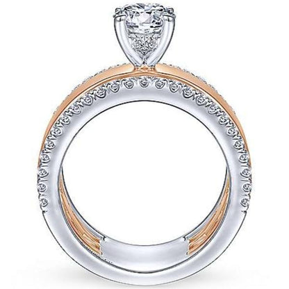 Gabriel "Aiza" Two-Tone Wide Diamond Engagement Ring