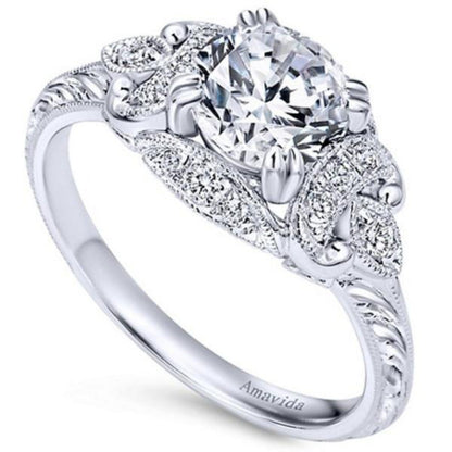 Gabriel & Co. Amavida "Margarita" Vintage Halo Diamond Engagement Ring