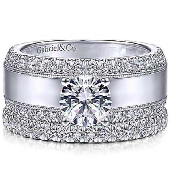 Gabriel "Amos" Wide High Polished Diamond Engagement Ring