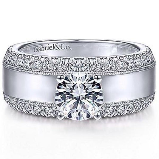 Gabriel "Amos" Wide High Polished Diamond Engagement Ring