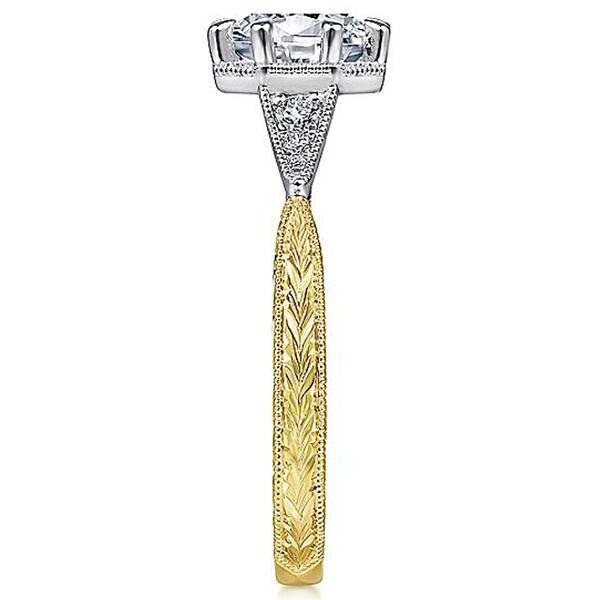 Gabriel Art Deco Inspired Two-Tone Diamond Engagement Ring