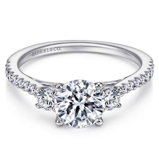 Gabriel Chantal Three Stone Round Diamond Engagement Ring