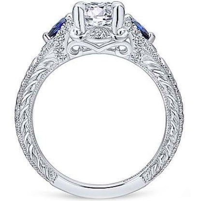 Gabriel "Chrystie" Diamond & Blue Sapphire Halo Engagement Ring